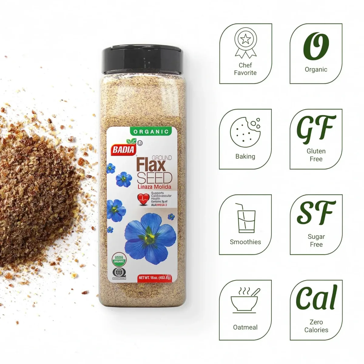 FLAX SEED GROUND/ LINAZA MOLIDA 16 OZ imagen 2