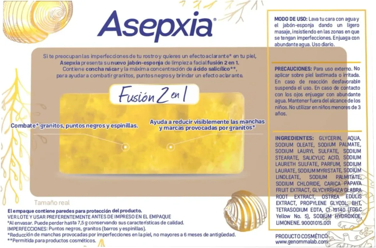JABON EN BARRA ASEPXIA ESPONJA 80G imagen 3