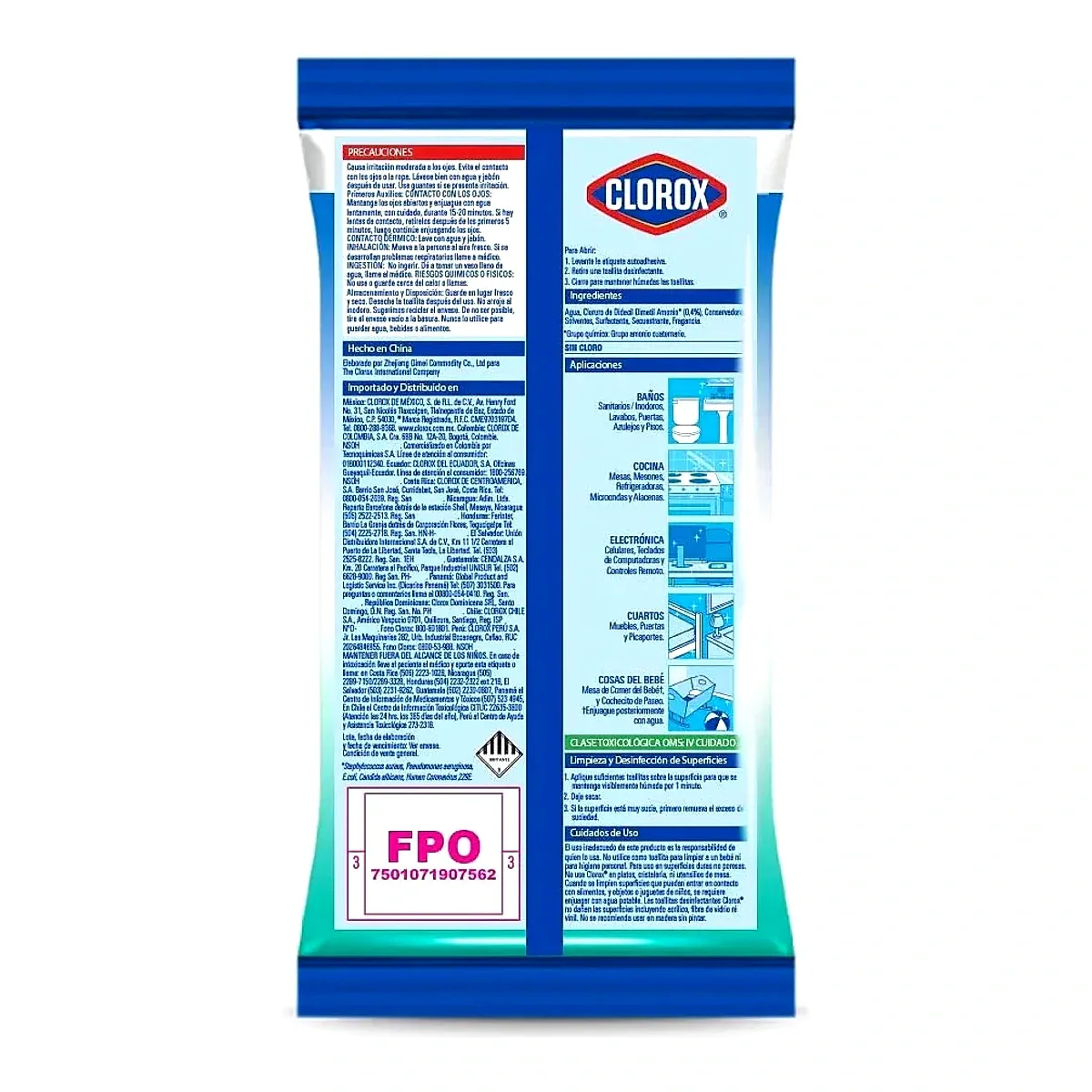TOALLITAS CLOROX EXPERT DESINFECTANTE FLOWPACK 12/15 UNI. imagen 3